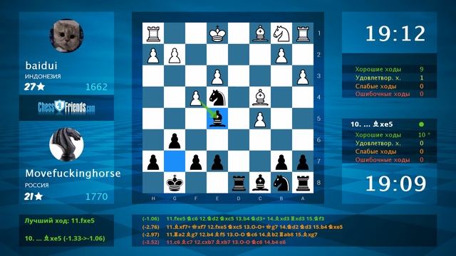 Chess Game Analysis: baidui - Movefuckinghorse : 0-1 (By ChessFriends.com) смотреть онлайн