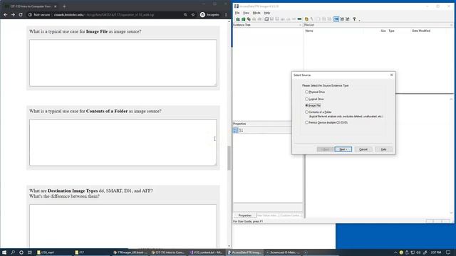1.9 Lab F17, FTK Imager, Create Disk Image options смотреть онлайн