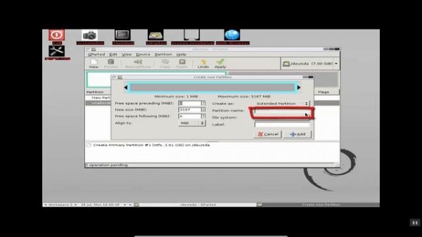 how to create partitions for  new hard disk  using GParted live cd
