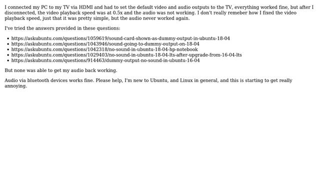 Ubuntu: Ubuntu 18.04.1 LTS, Dummy output, no sound смотреть онлайн