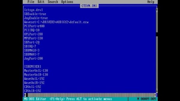 soundblaster audigy2 zs(sb0350) ms-dos6.22