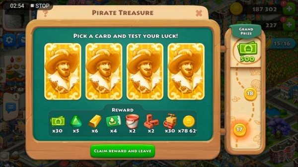 i lost my 500 town cash in pirate treasure game in township