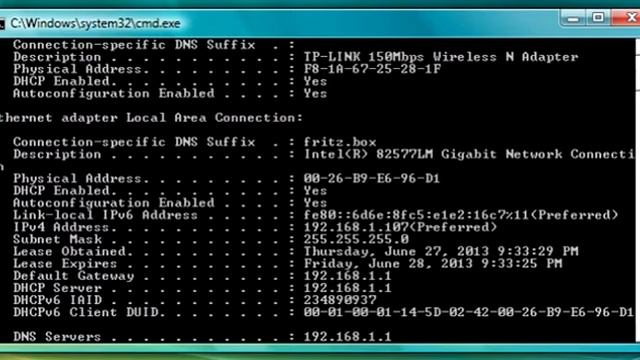 ipconfig command смотреть онлайн
