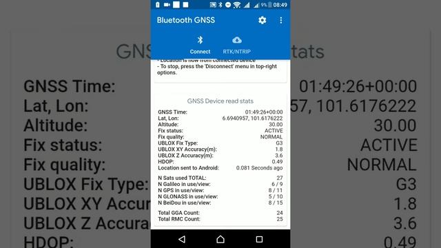 Ublox F9 PUBX Accuracy in Android Bluetooth GNSS app смотреть онлайн