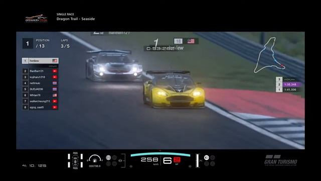 Gran Turismo®SPORT Dragon Trail Seaside Gr3 Aston Martin DBR9 смотреть онлайн