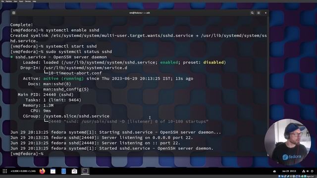 How to remotely connect via ssh to another Fedora machine - sshd server installation #linux смотреть онлайн
