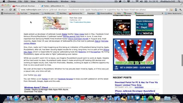 iPhone Jailbreak Developer MuscleNerd Visits Apple Headquarters In Cupertino, Has He Been Hired? смотреть онлайн