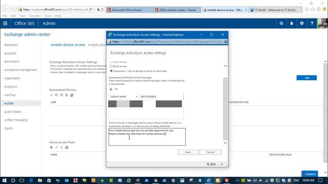 Office 365 Exchange ActiveSync Access Settings mobile device access смотреть онлайн