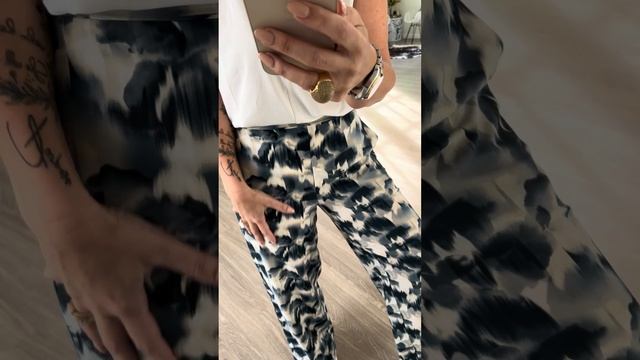 Wide Leg Trousers – 50 Shades of Grey Print by Green Apple Fashion смотреть онлайн