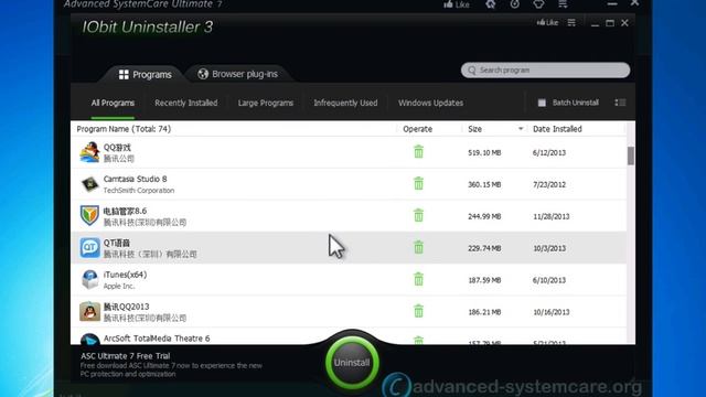 Advanced SystemCare Pro 7 - Most Powerful Uninstaller to Remove Plug-ins & Apps смотреть онлайн
