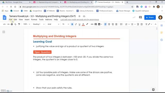 Interacting with Word Documents Posted in Google Classroom (Device Used: Computer) смотреть онлайн