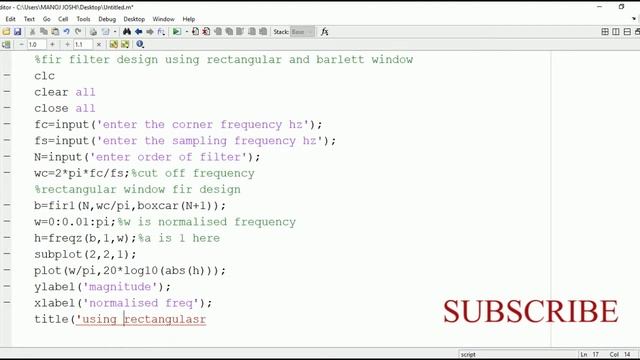 Matlab code for Fir filter design using rectangular and bartlett window смотреть онлайн