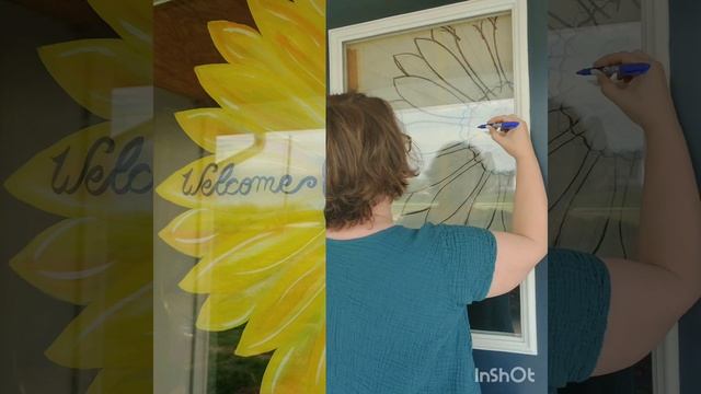 How to reverse paint a sunflower on a window. смотреть онлайн