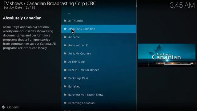 Kodi CBC add-on смотреть онлайн