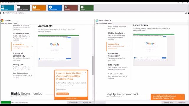 BrowseEmAll: Start a new browser compare test смотреть онлайн