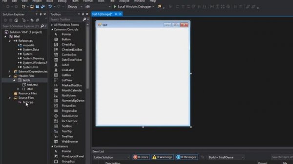 Create c++ Windows GUI application Form in Visual Studio 2013 / 2015 / 2017