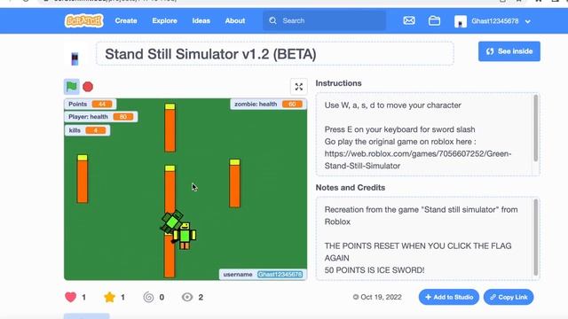 Playing Stand Still Simulator in Scratch! смотреть онлайн