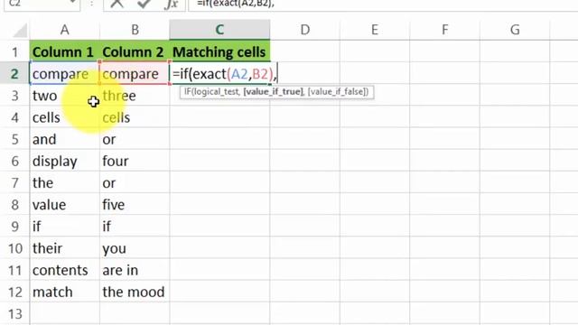 Display the content matching cells within rows or columns in Excel смотреть онлайн