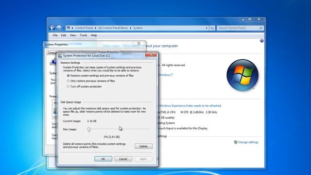 System Protection For Local Disk C Drive in Windows 7 - UCS Info смотреть онлайн