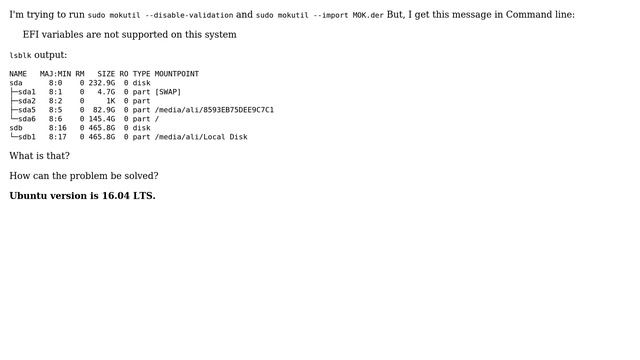 Ubuntu: Ubuntu - EFI variables are not supported on this system смотреть онлайн