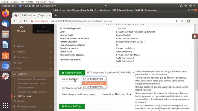 Creación de RAID desde Webmin en Ubuntu смотреть онлайн