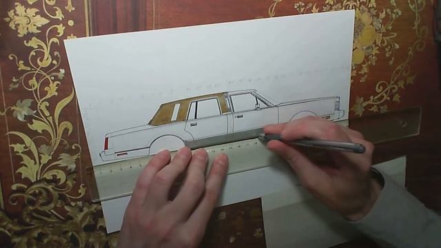 KRYSTAL Koach Inc LINCOLN Town Car, Seg Ser 1988.Drawing with ballpoint pen,pencil and marker. смотреть онлайн