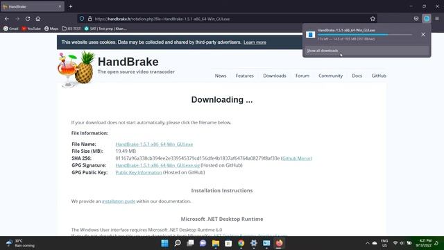 Installing HANDBRAKE Video Transcoder on Windows 11 смотреть онлайн