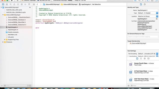 Zoduna C Standard DataStore OSX Objective-C Example Program Tutorial