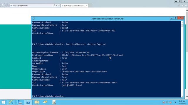 Windows Server 2012 R2 - Buscar cuentas Inactivas, deshabilitadas y expiradas con PowerShell смотреть онлайн