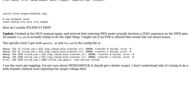OpenOCD: enabling SWD on STLINK-V3 смотреть онлайн
