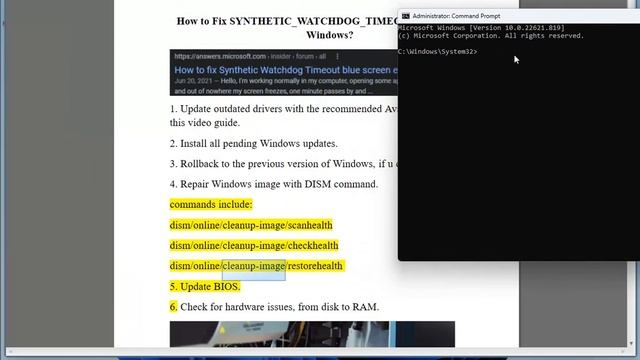Fix SYNTHETIC_WATCHDOG_TIMEOUT blue screen in Windows смотреть онлайн