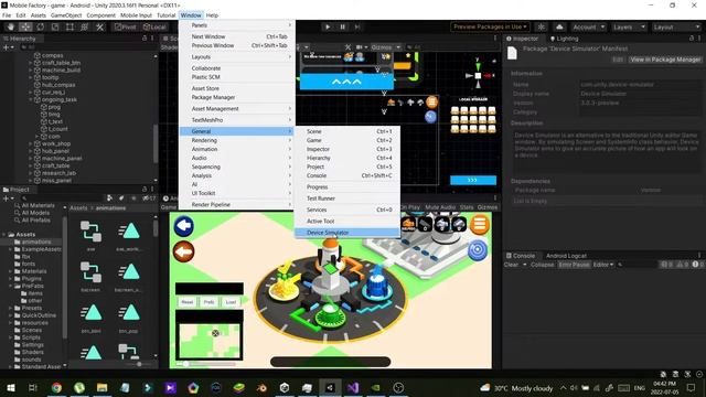 Unity 2022 run your mobile game in Unity inbuilt virtual simulator device смотреть онлайн