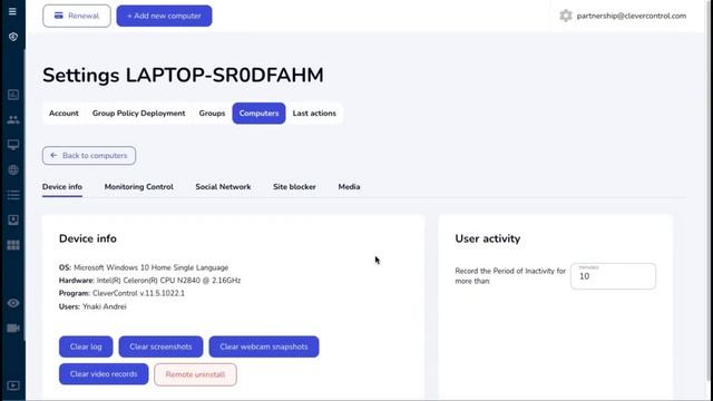 CleverControl Web pages visited смотреть онлайн
