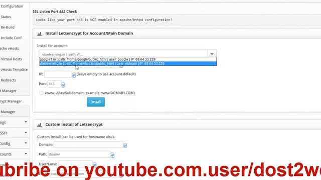 How to Install LetsEncrypt SSLfree on CentOS Web panel Dost2Web смотреть онлайн