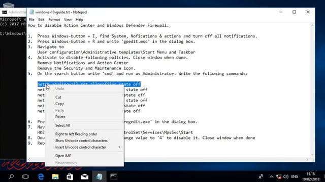 Disable Action center and Defender Firewall смотреть онлайн