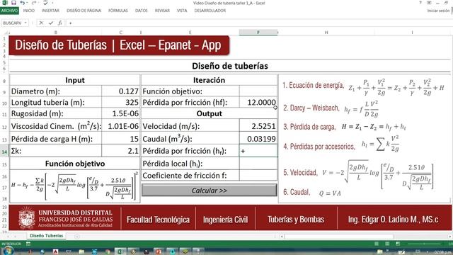 Calculo del caudal Excel, Epanet, Casio fx570, App Problema 2 смотреть онлайн