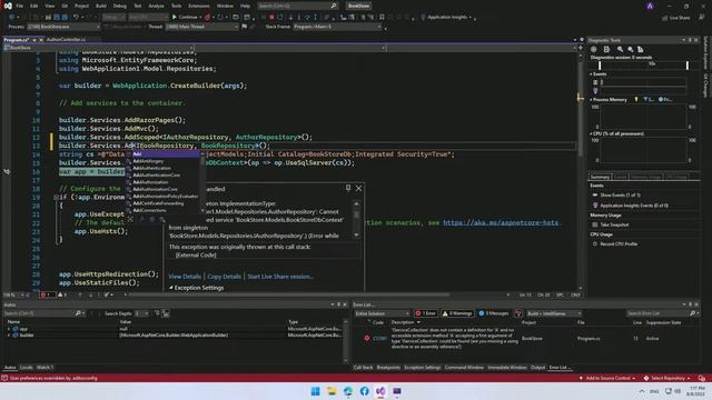 exception error Singleton code C # MVC Asp Net 6 Startup смотреть онлайн