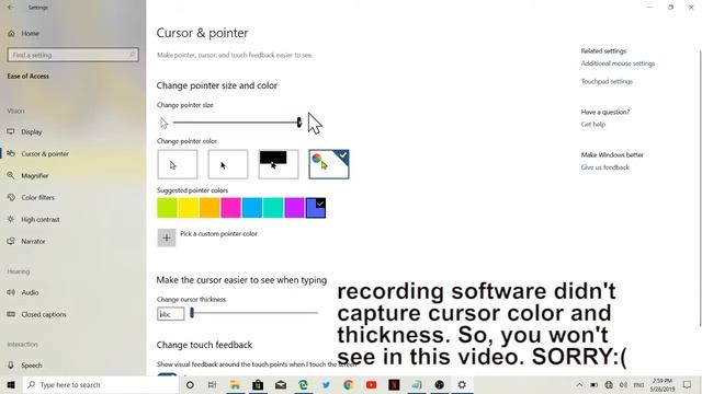 Change your cursor color and size on Windows 10. смотреть онлайн