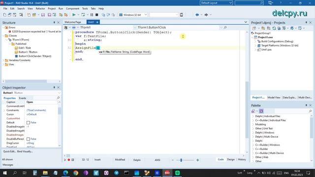 Open file Delphi. Embarcadero. смотреть онлайн