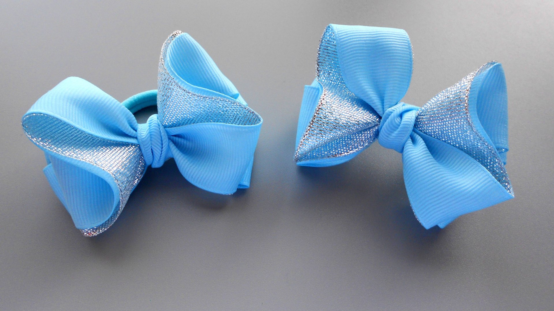 Простые бантики резинки из репсовых лент 2,5 см МК Канзаши смотреть онлайн