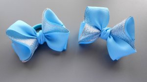 Простые бантики резинки из репсовых лент 2,5 см МК Канзаши
