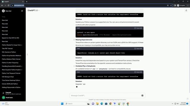 Error about Python when installing Tensorflow смотреть онлайн