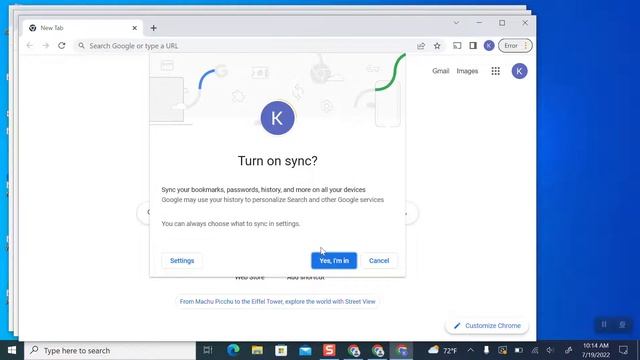 Windows 10 - Signing in to Chrome and Turn on Sync смотреть онлайн