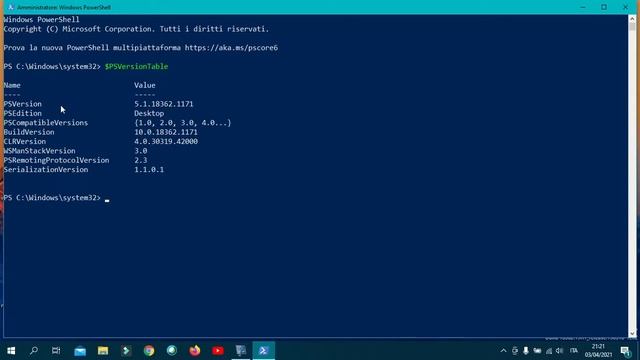 Controlla verisone Powershell su Windows10 ($PSVersionTable) смотреть онлайн