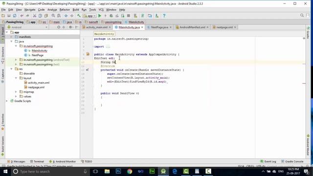 How to pass string from one Page to another Page in Android Studio смотреть онлайн