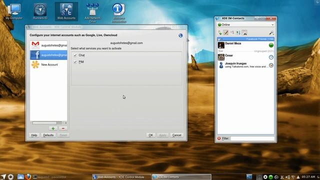 Netrunner 4.2: How To Use Webaccounts (Google, Facebook, Owncloud) In KDE