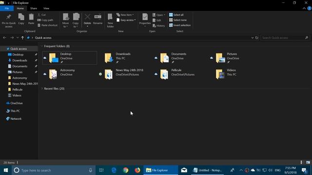 Quick look and Review Windows 10 Insider build 17754 Redstone 5 Dark theme file explorer and new no смотреть онлайн