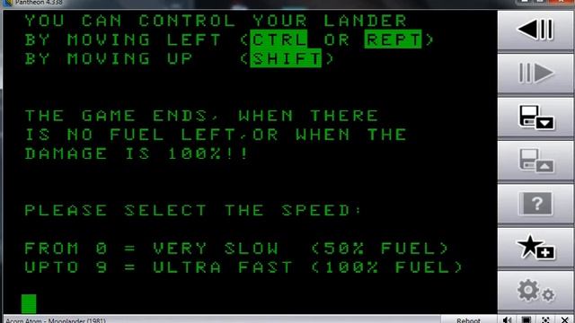 Moonlander - Acorn Atom - emulador Pantheon 4.338 - testeado en Windows 7 x64 смотреть онлайн