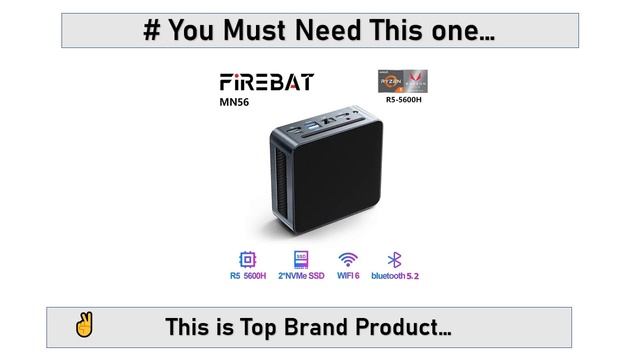 FIREBAT MN56 Mini PC Gamer AMD Ryzen 5 5600H Windows 11 DDR4