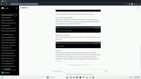 cannot find python executable npm install